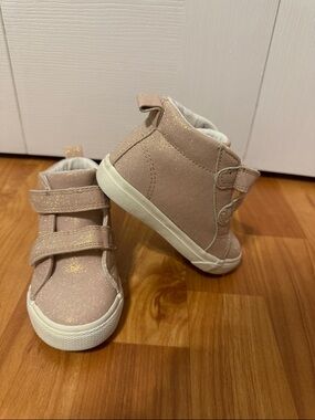 Kids Glitter High-Top Sneakers in Blush Pink